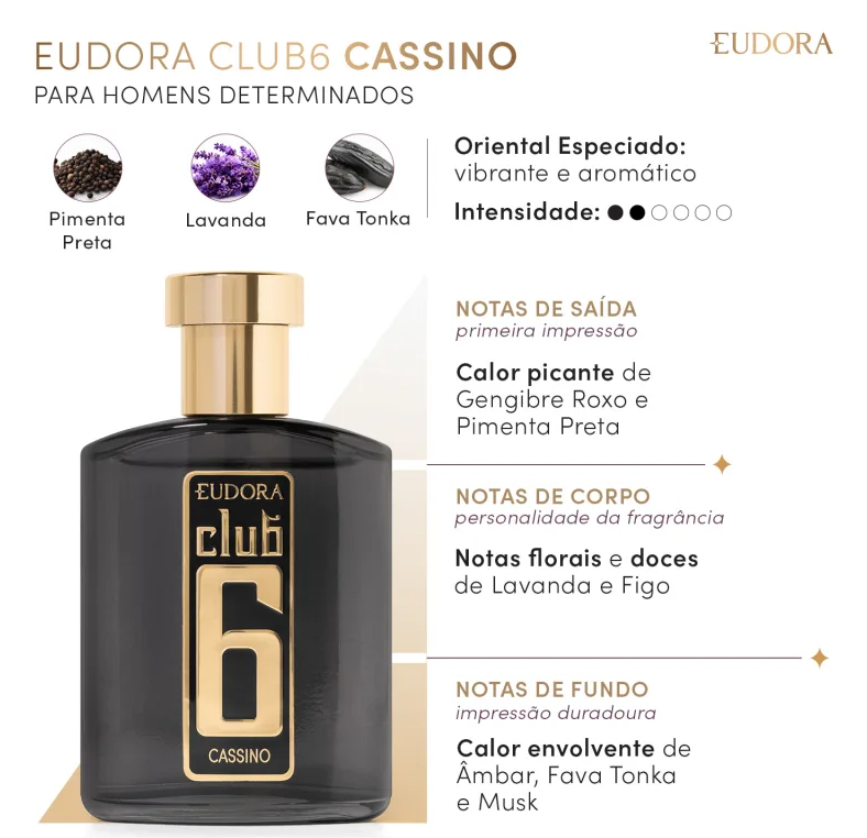 Club 6 Cassino Desodorante Colônia 95ml - Eudora