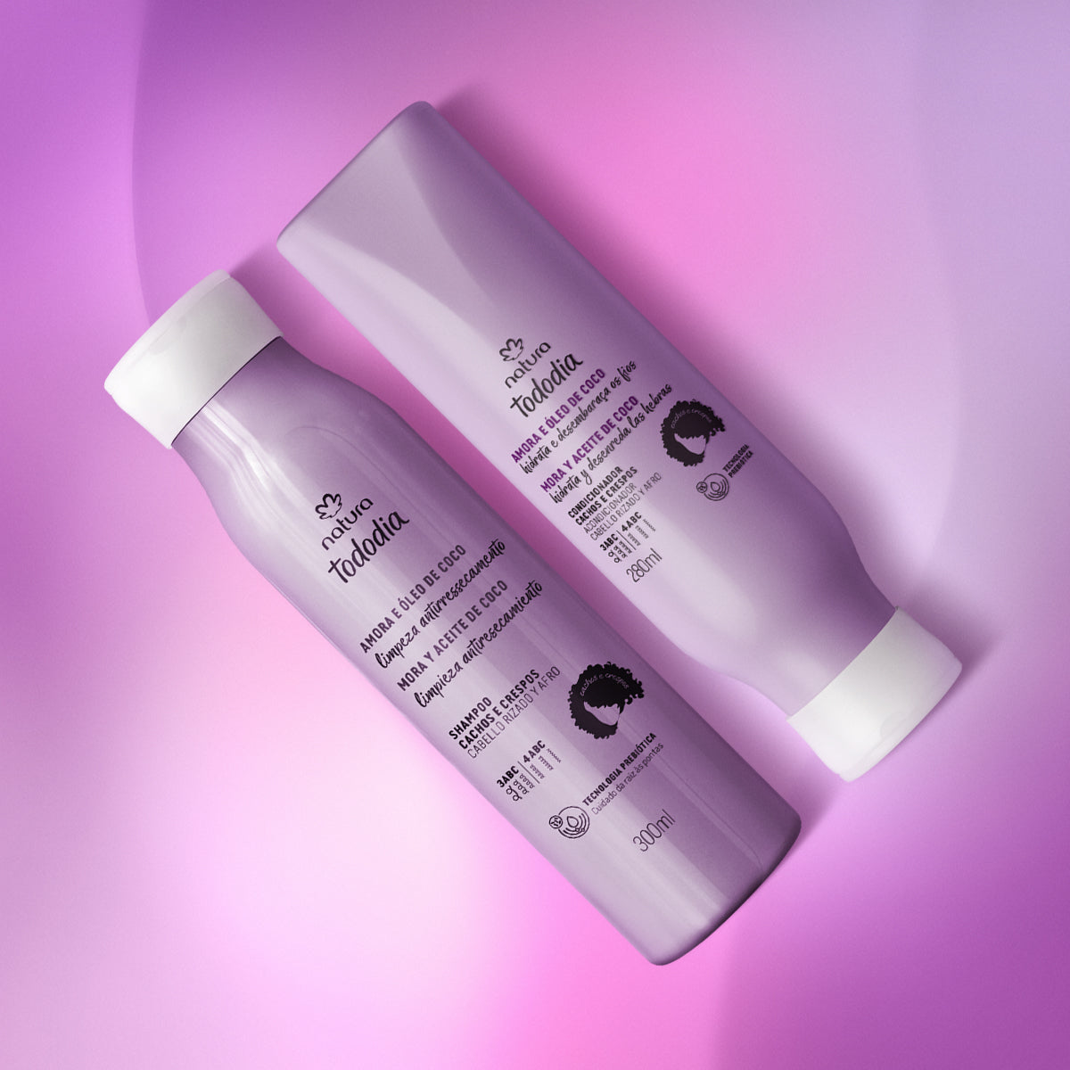 Kit Tododia Cachos e Crespos Amora e Óleo de Coco (Shampoo + Condicionador) - Natura
