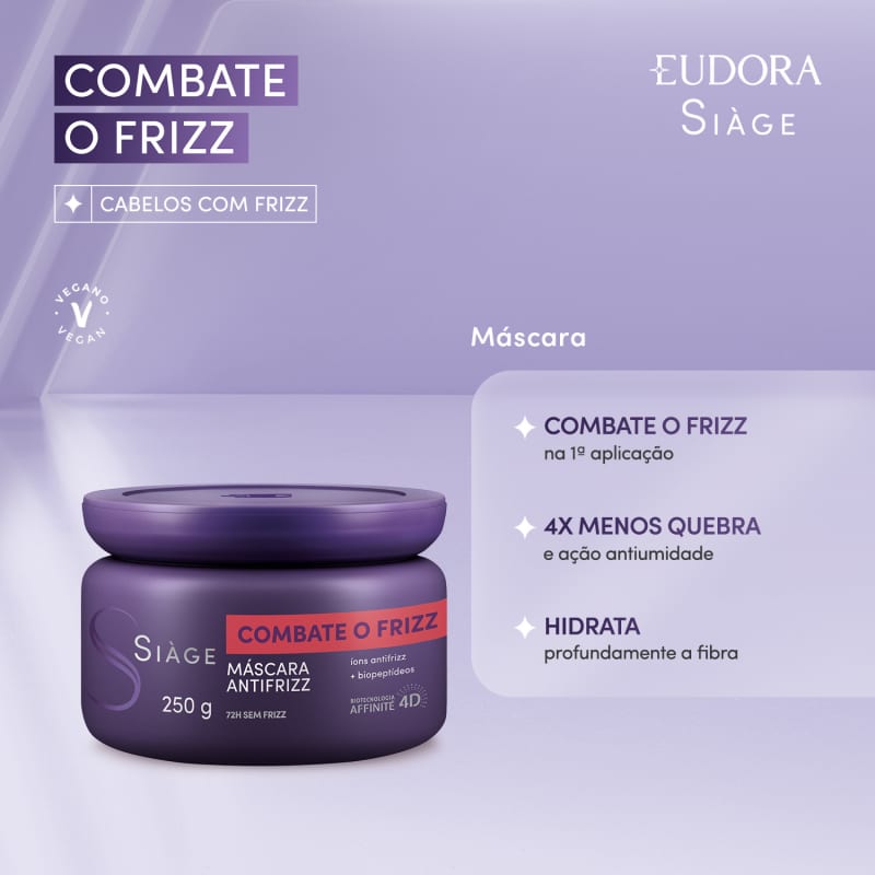 Máscara Capilar Siàge Combate o Frizz 250g - Eudora