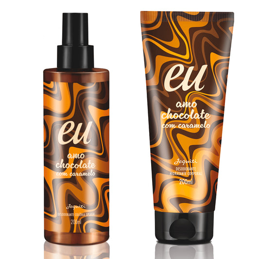 Combo Eu Amo Chocolate com Caramelo: Desodorante Colônia Splash 200ml + Loção Hidratante 200ml