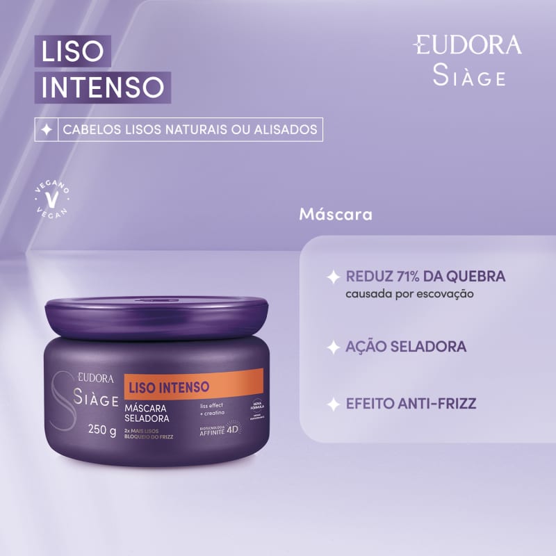 Máscara Capilar Siàge Liso Intenso 250g - Eudora