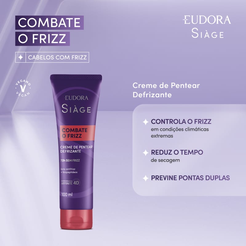 Creme de Pentear Defrizante Siàge Combate o Frizz 100ml - Eudora