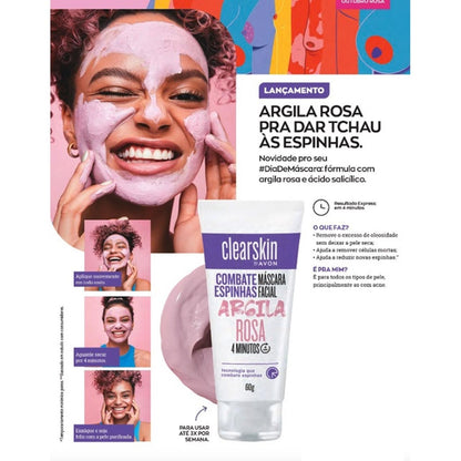 Máscara Facial Argila Rosa Clearskin Avon 50g