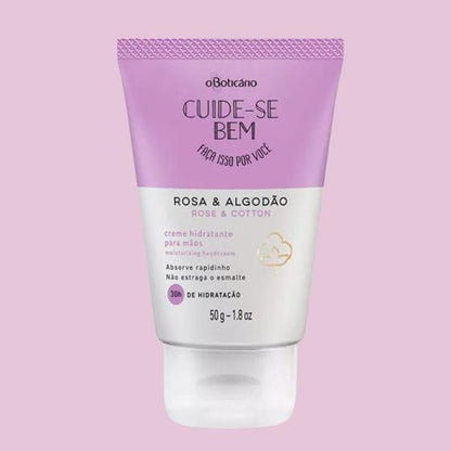 Creme Hidratante para Mãos Cuide-se Bem Rosa e Algodão 50g - o Boticário