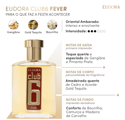 Desodorante Colônia Club 6 Fever 95ml - Eudora