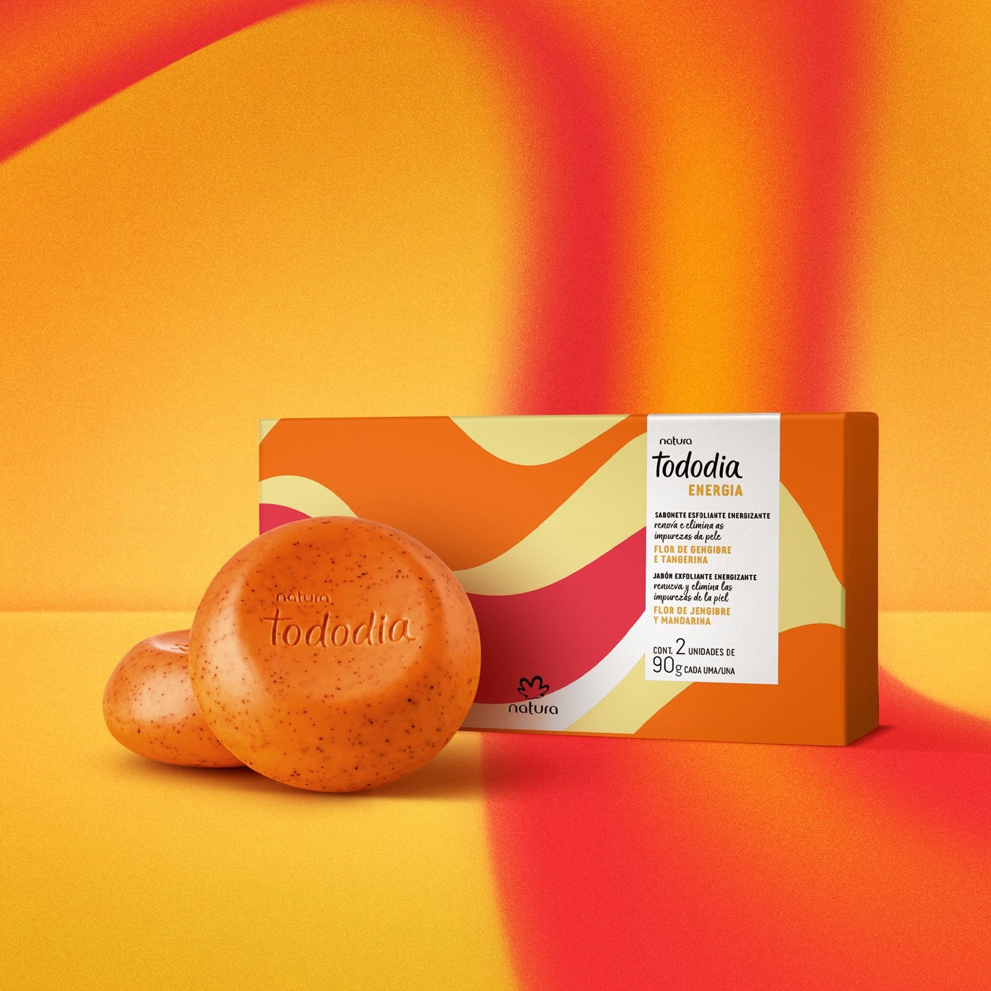 Sabonete em Barra Esfoliante Flor de Gengibre a Tangerina c/2un Tododia - Natura