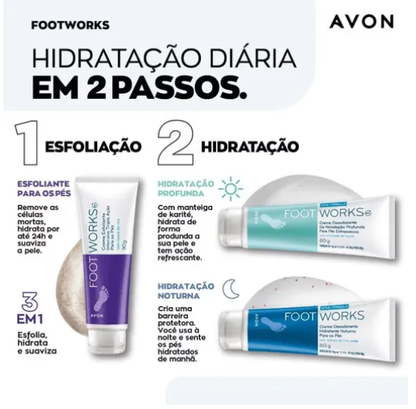 Foot Works Creme Desodorante Noturno Para Pés 80g - Avon
