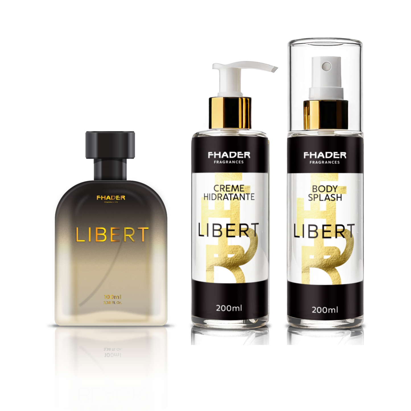 Combo Colonia Fhader 100ml + Body Splash Fhader 200ml + Creme Hidratante Fhader 200ml Libert