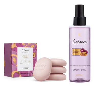 Kit Presente Ameixa e Praliné Instance Body Spray 200ml + Sabonete c/ 4 unid  Eudora