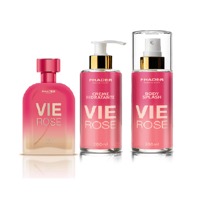 Combo Colonia Fhader 100ml + Body Splash Fhader 200ml + Creme Hidratante Fhader 200ml Vie Rose