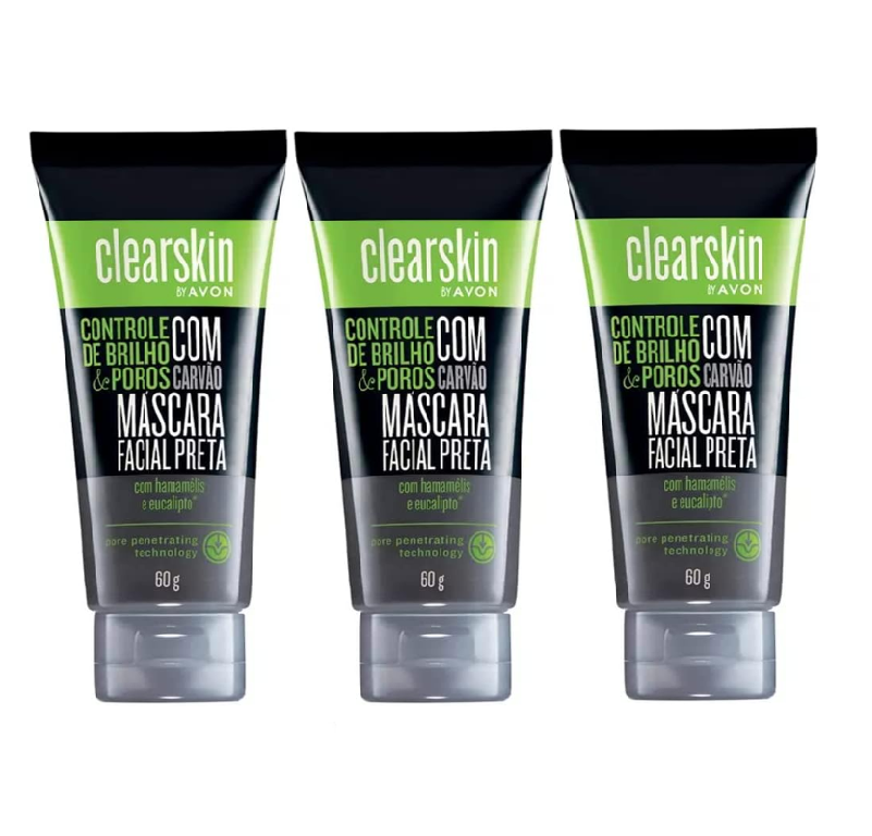 Combo Máscara Facial Negra com Carvão Clearskin 60g (3 unidades) - Avon