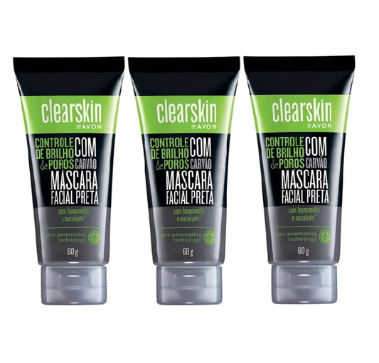 Combo Máscara Facial Negra com Carvão Clearskin 60g (3 unidades) - Avon