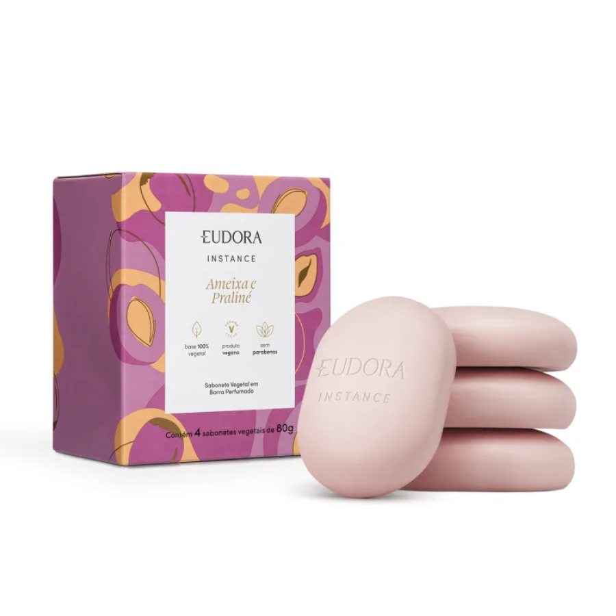 Kit Presente Ameixa e Praliné Instance Body Spray 200ml + Sabonete c/ 4 unid  Eudora