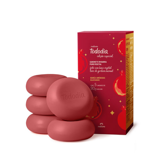Sabonete em Barra Romã e Amêndoas Glaceadas c/5 90g Tododia - (Edição Especial) Natura
