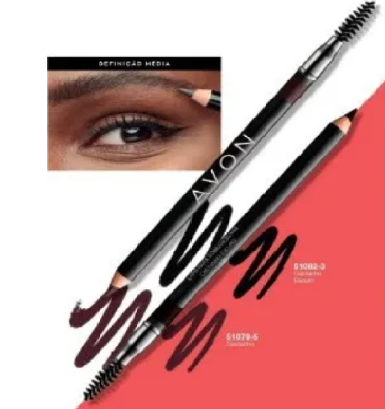 Lápis para Sobrancelhas True 2 em 1 Cor Castanho Escuro 1,2g - Avon