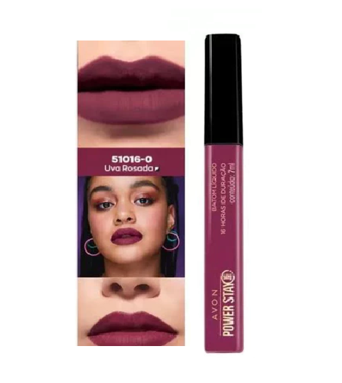 Batom Liquido Power Stay 16h Versão Juntas 7ml Uva Rosada - Avon