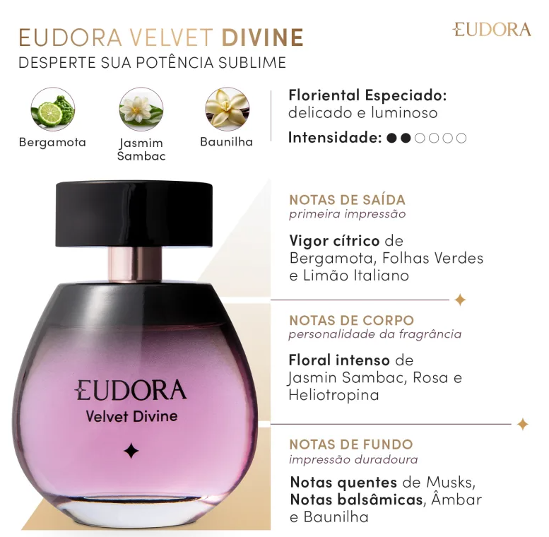 Eudora Velvet Divine Desodorante Colônia - Eudora