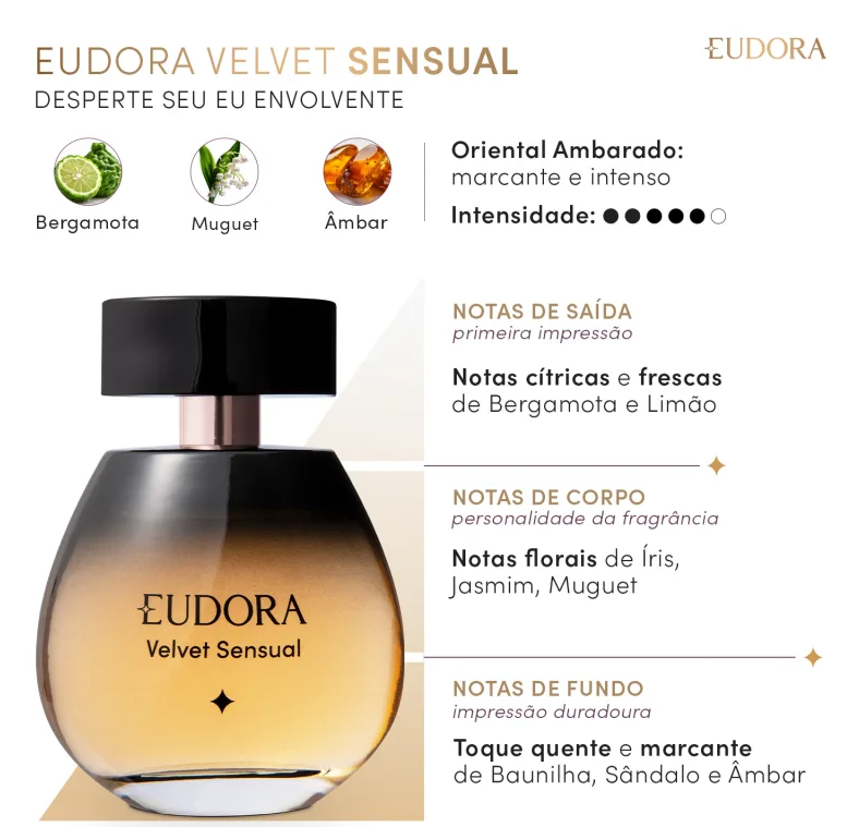 Eudora Velvet Sensual Desodorante Colônia  - Eudora